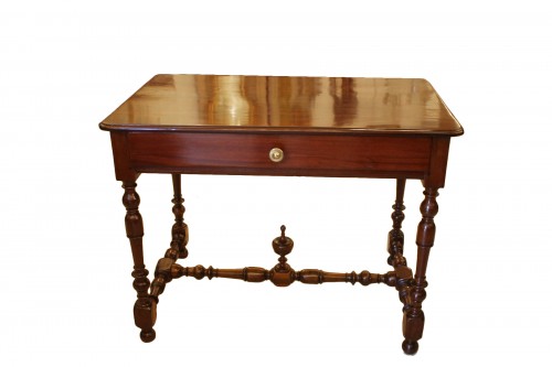 Louis XIV table in mahogany, gaîac and oak, Nantes work from the 18th century