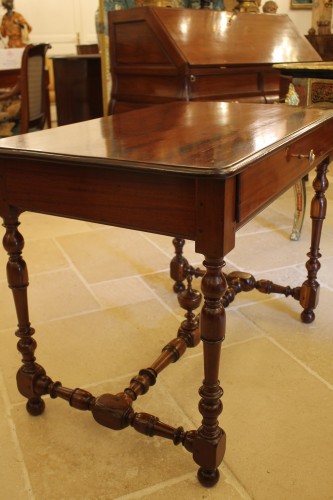 Furniture  - Louis XIV table in mahogany, gaîac and oak, Nantes work from the 18th century