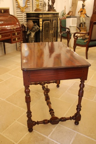 Antiquités - Louis XIV table in mahogany, gaîac and oak, Nantes work from the 18th century