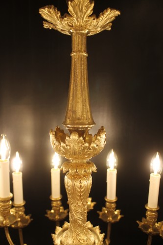 Luminaires Lustre - Lustre à 18 feux en bronze ciselé et doré, époque Napoléon III