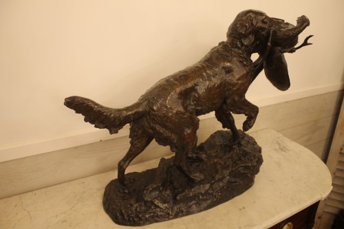 Sculpture Sculpture en Bronze - Lienard Emile Désiré- Epagneul au faisan, importante sculpture en bronze