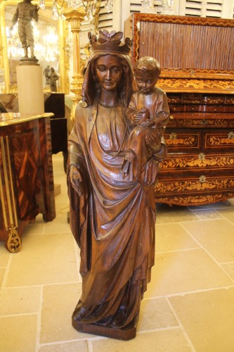 Grande Vierge à l'enfant à l'oiseau du XIXe siècle - Art sacré, objets religieux Style 