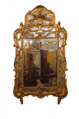 Grand miroir provencal à parecloses, époque Louis XV