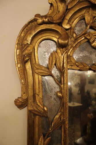 Miroirs, Trumeaux  - Grand miroir provencal à parecloses, époque Louis XV