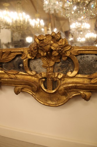 Grand miroir provencal à parecloses, époque Louis XV - Antiquités Thierry Martin