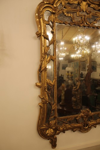 Louis XV - Grand miroir provencal à parecloses, époque Louis XV