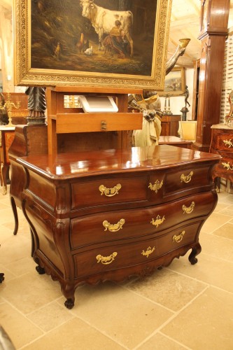 Louis XV - Commode tombeau Louis XV en acajou massif, Bordeaux