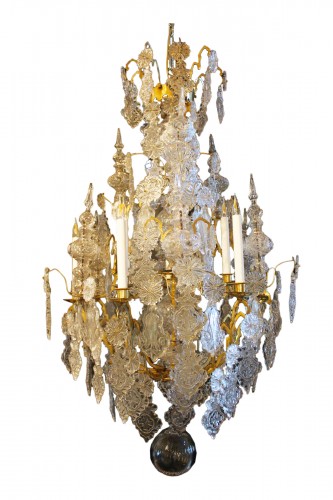 Large 9-light crystal church chandelier, 19th century