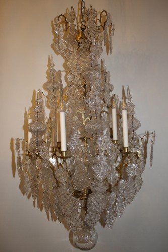 Large 9-light crystal church chandelier, 19th century - Lighting Style 