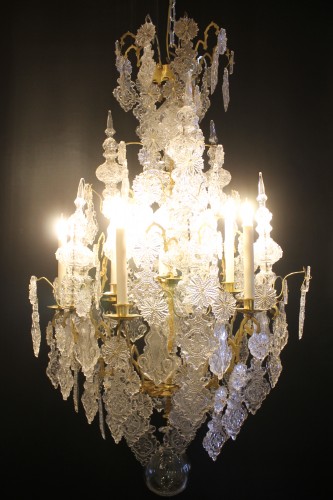Luminaires Lustre - Grand lustre d'église en cristal à 9 Feux, époque XIXe Siècle