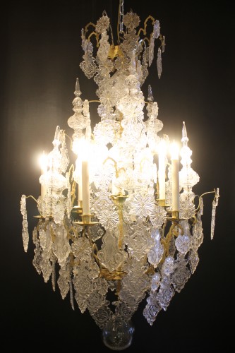 Lighting  - Large 9-light crystal church chandelier, 19th century