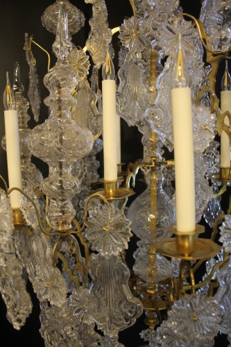 Antiquités - Large 9-light crystal church chandelier, 19th century