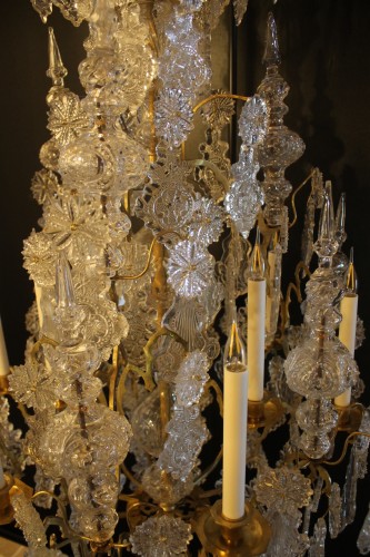 Antiquités - Large 9-light crystal church chandelier, 19th century