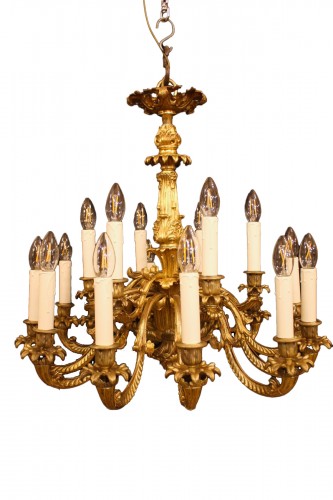 Lustre en bronze doré à 18 feux, époque Napoléon III