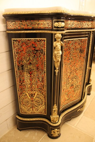 Mobilier Buffet - Meuble d'appui galbé en marqueterie Boulle, époque Napoléon III