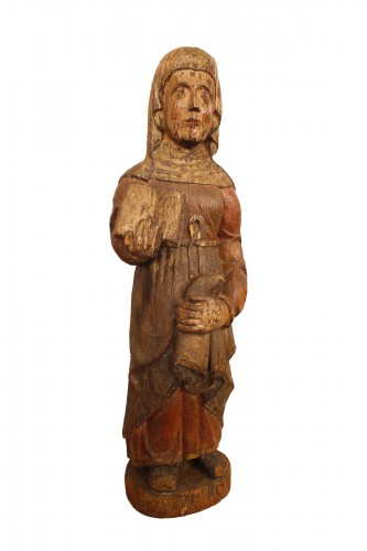 Sainte en bois sculpté polychrome, Allemagne fin XVIe début XVIIe siècle