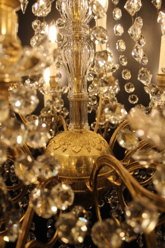 Important lustre en bronze et cristal à 24 feux, époque Napoléon III - Antiquités Thierry Martin