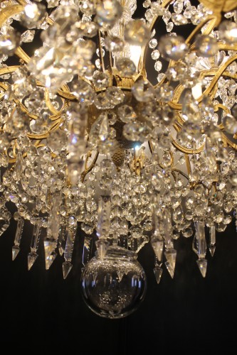 Napoléon III - Important lustre en bronze et cristal à 24 feux, époque Napoléon III