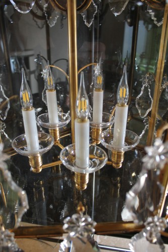 Antiquités - Baccarat – Importante lanterne en bronze et cristal, circa 1900
