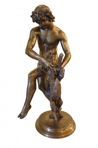 Barthelemy Raymond (1833-1902) - Berger jouant avec un chevreau
