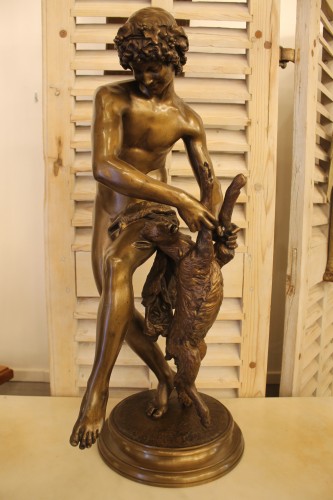 Barthelemy Raymond (1833-1902) - Berger jouant avec un chevreau - Sculpture Style 