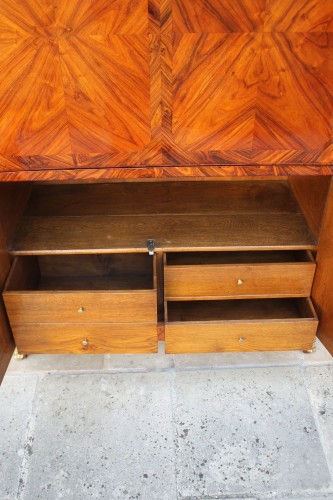 Antiquités - Secrétaire d'époque Louis XV marqueté de bois de violette et bois de rose