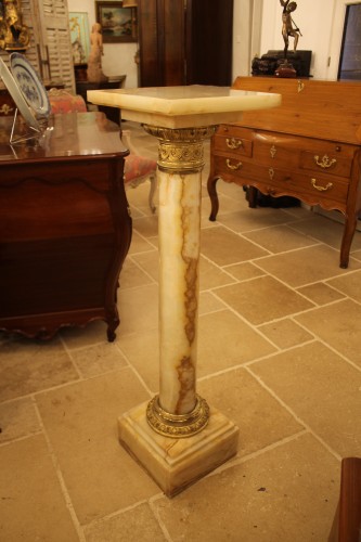 Antiquités - Colonne en onyx et bronze doré, époque XIXe siècle