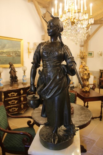 BOUILLON Henri (1864-1934)– Porteuse aux champs, important bronze - Sculpture Style 