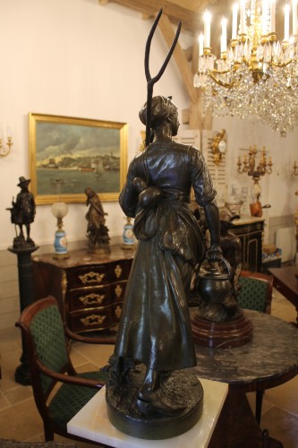  - BOUILLON Henri (1864-1934)– Porteuse aux champs, important bronze