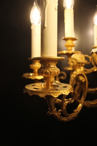 Lustre à 18 feux en bronze ciselé et doré, époque Napoléon III - Napoléon III