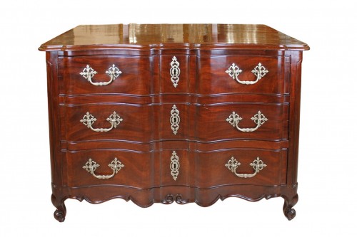 Commode Nantaise en acajou massif, époque Louis XV