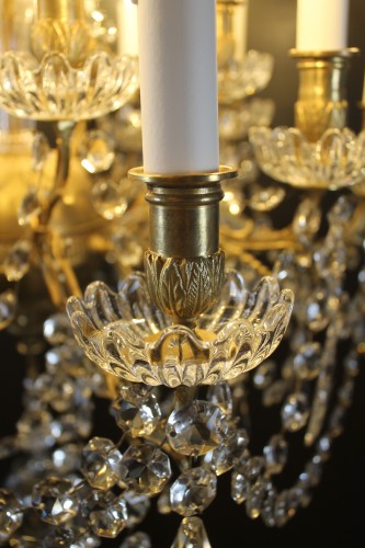 Napoléon III - Lustre à 15 feux en bronze et cristal de Baccarat, époque Napoléon III
