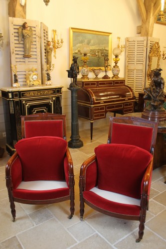 Paire de bergères en acajou, époque Restauration - Restauration - Charles X