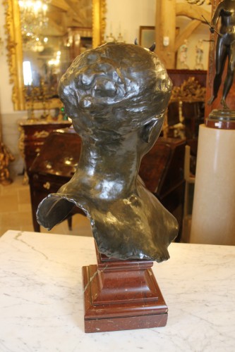 Alexandre FALGUIERE (1831-1900) - Buste de Diane Chasseresse en bronze - Antiquités Thierry Martin