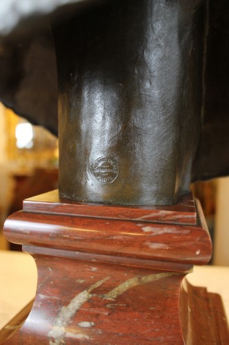 Antiquités - Alexandre FALGUIERE (1831-1900) - Buste de Diane Chasseresse en bronze