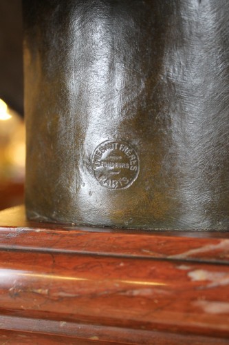 Antiquités - Alexandre FALGUIERE (1831-1900) - Buste de Diane Chasseresse en bronze