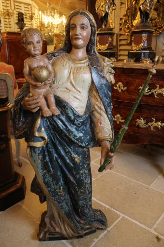 Grande Vierge à l'Enfant, époque XVIIIe - Art sacré, objets religieux Style 