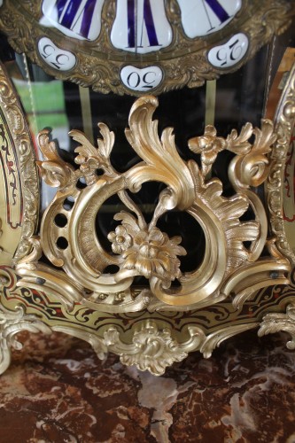 Cartel et sa console Louis XV en marqueterie Boulle, Claude du GRAND MESNIL horloger - Antiquités Thierry Martin