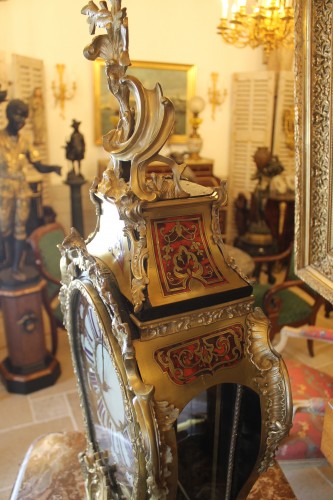 Louis XV - Cartel et sa console Louis XV en marqueterie Boulle, Claude du GRAND MESNIL horloger