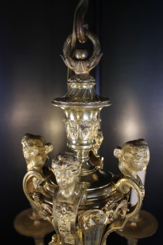 Lustre Mazarin en bronze doré, circa 1820 - Antiquités Thierry Martin