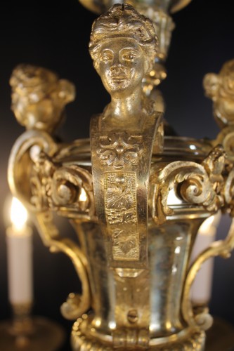 Antiquités - Lustre Mazarin en bronze doré, circa 1820