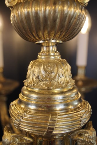 Antiquités - Lustre Mazarin en bronze doré, circa 1820
