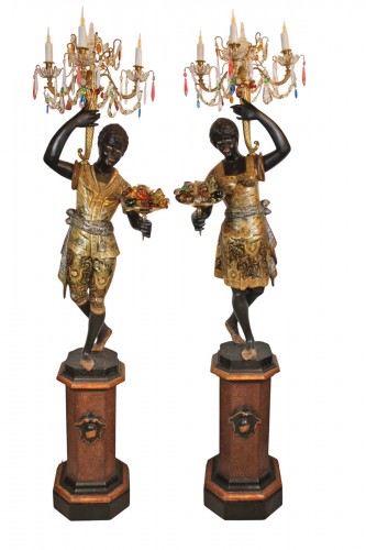 Couple de Nubiens porte torchères, Venise fin XIXe siècle