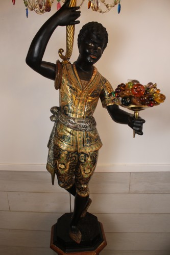 Couple de Nubiens porte torchères, Venise fin XIXe siècle - Antiquités Thierry Martin