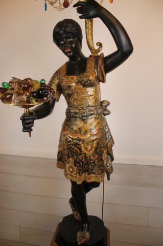 XIXe siècle - Couple de Nubiens porte torchères, Venise fin XIXe siècle