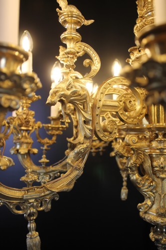 XIXe siècle - Important lustre en bronze doré à 30 feux, époque Napoléon III