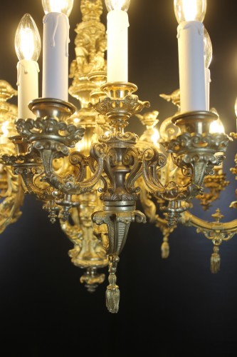 Important lustre en bronze doré à 30 feux, époque Napoléon III - Napoléon III