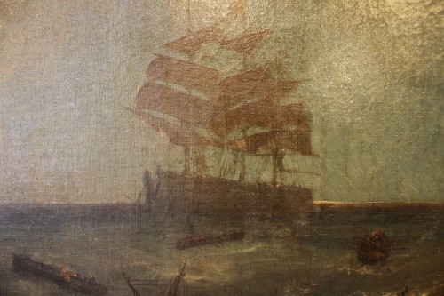 XIXe siècle - FONECHE André (1851-1942) – Scène de naufrage
