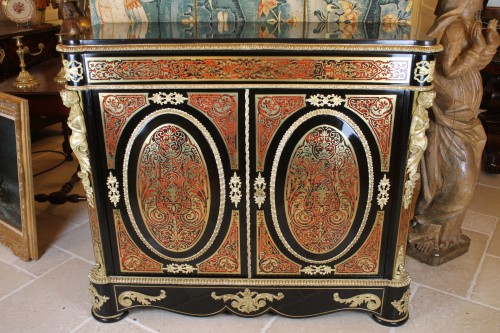 Meuble à hauteur d'appui en marqueterie Boulle, époque Napoléon III - Mobilier Style Napoléon III