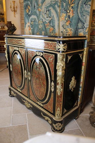 Mobilier Buffet - Meuble à hauteur d'appui en marqueterie Boulle, époque Napoléon III